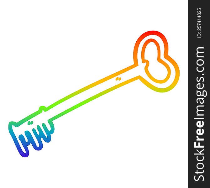 rainbow gradient line drawing cartoon fancy old key