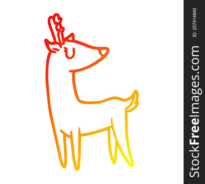 Warm Gradient Line Drawing Cartoon Deer