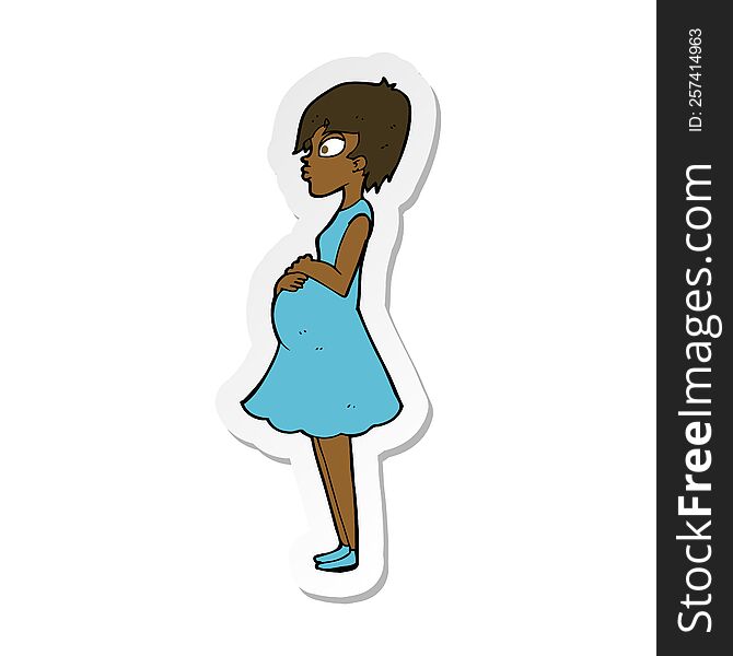 sticker of a cartoon pregnant woman
