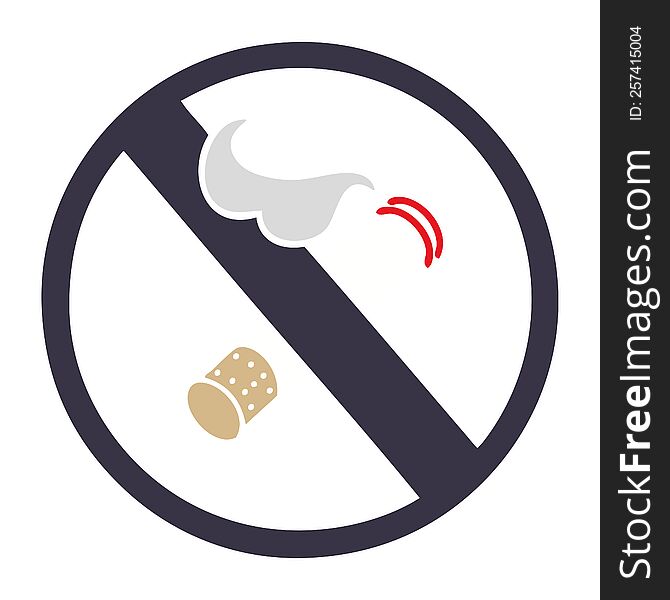 flat color retro cartoon of a no smoking allowed sign