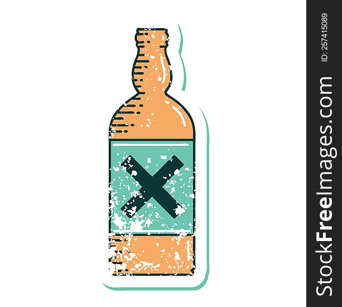 Distressed Sticker Tattoo Style Icon Of A Bottle