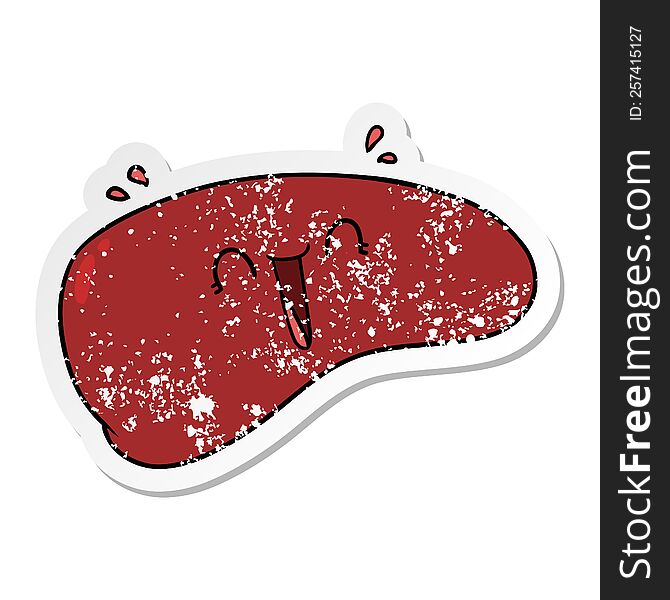 distressed sticker of a cartoon healthy liver