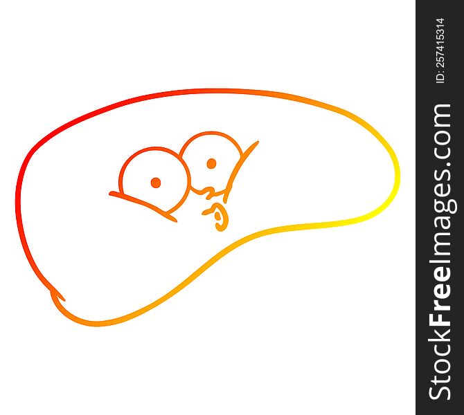 warm gradient line drawing of a cartoon liver