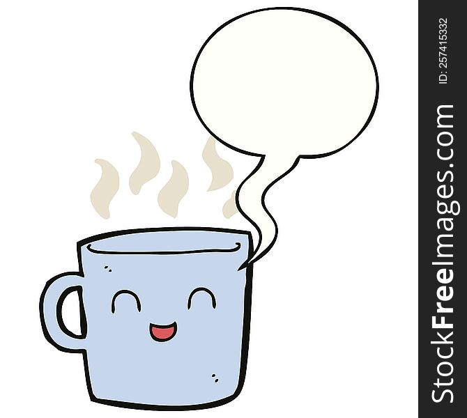 cute coffee cup cartoon with speech bubble. cute coffee cup cartoon with speech bubble