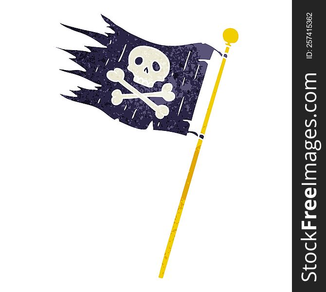 Retro Cartoon Doodle Of A Pirates Flag
