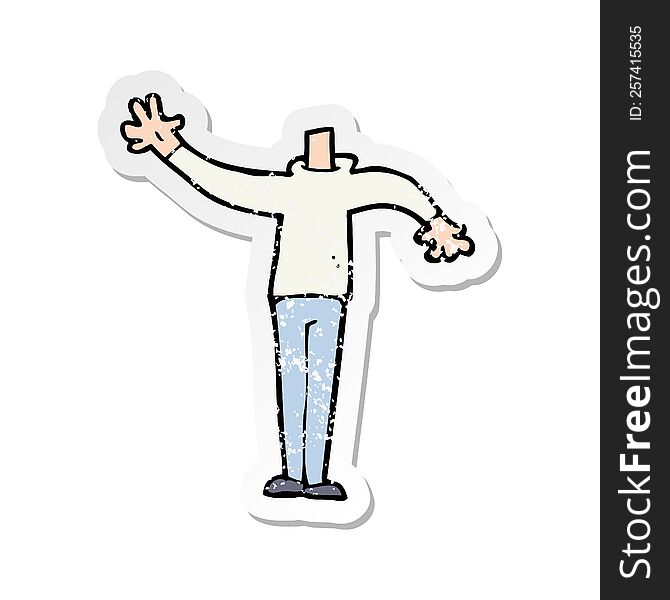 retro distressed sticker of a cartoon male gesturing body