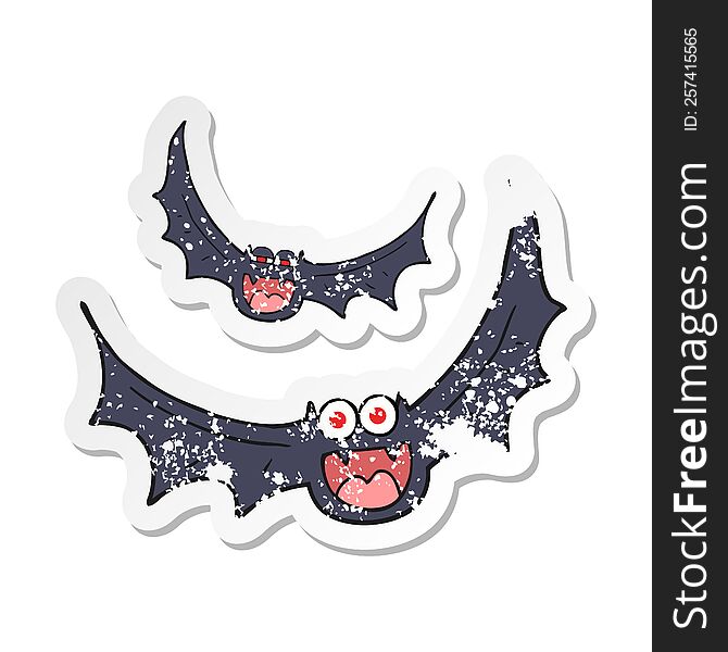 retro distressed sticker of a cartoon halloween bats