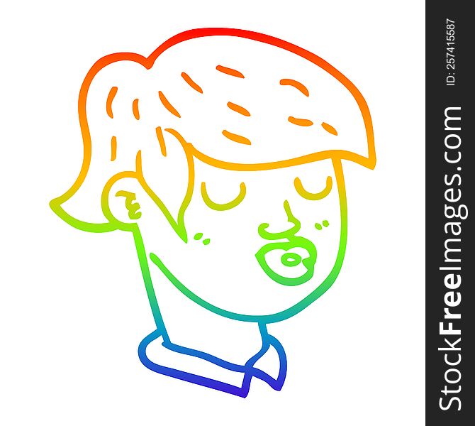 rainbow gradient line drawing of a cartoon of boys face