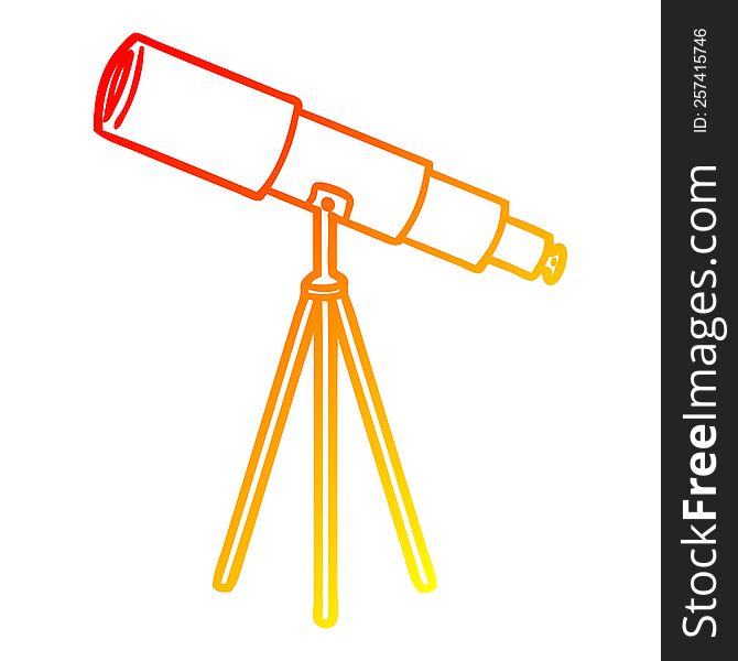 Warm Gradient Line Drawing Cartoon Telescope