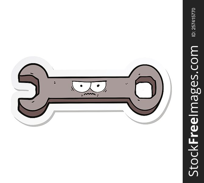 sticker of a cartoon spanner