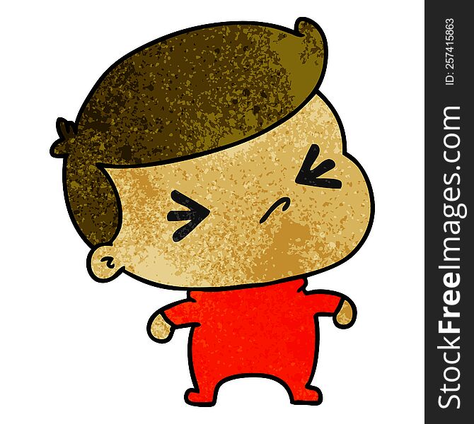 textured cartoon illustration of a kawaii cute cross baby. textured cartoon illustration of a kawaii cute cross baby