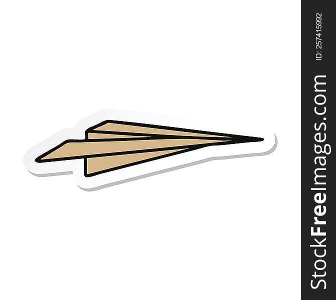 sticker of a cute cartoon paper aeroplane