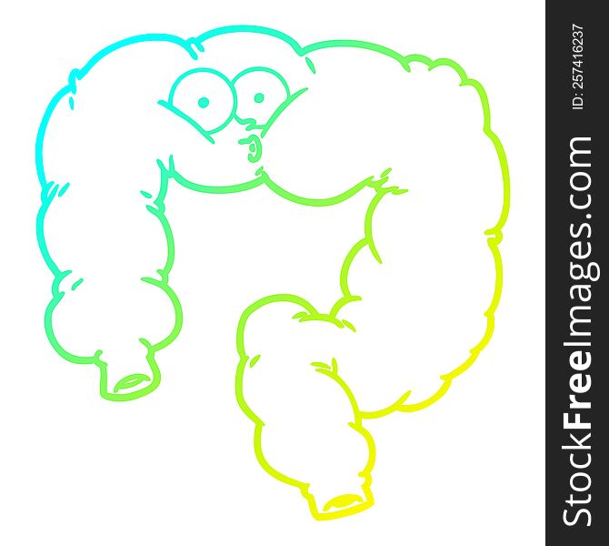 cold gradient line drawing of a cartoon surprised colon
