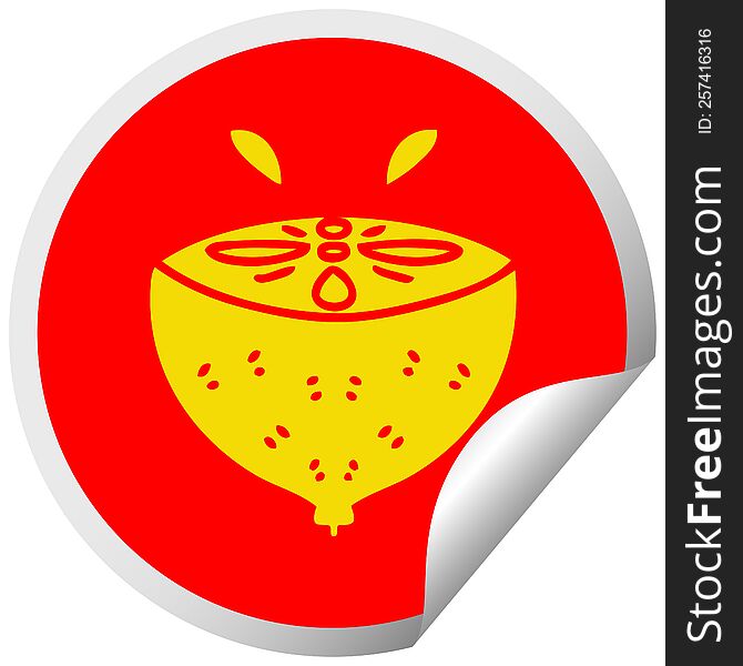 Quirky Circular Peeling Sticker Cartoon Lemon