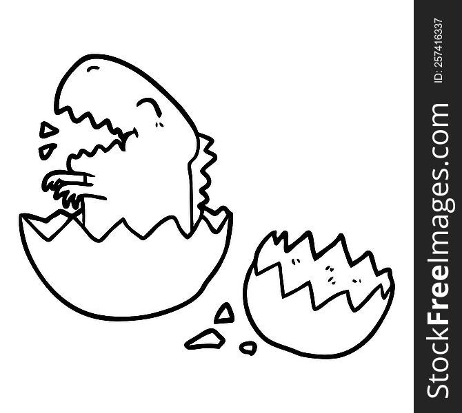 line drawing of a dinosaur hatching from egg. line drawing of a dinosaur hatching from egg