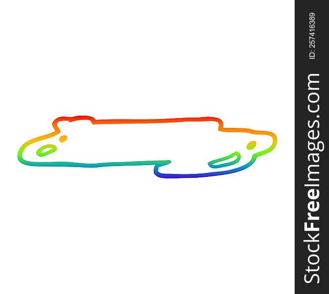 Rainbow Gradient Line Drawing Cartoon Water Puddle