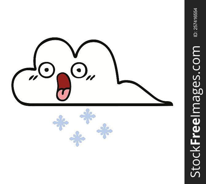 Cute Cartoon Shocked Snow Cloud