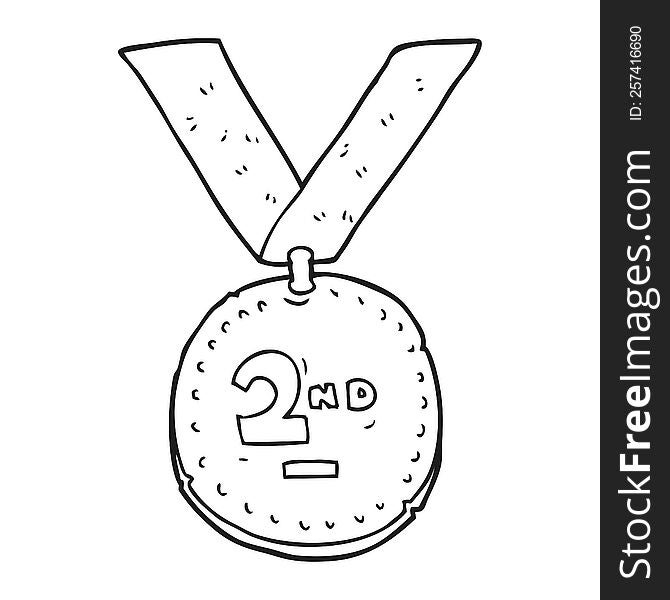 Black And White Cartoon Sports Medal