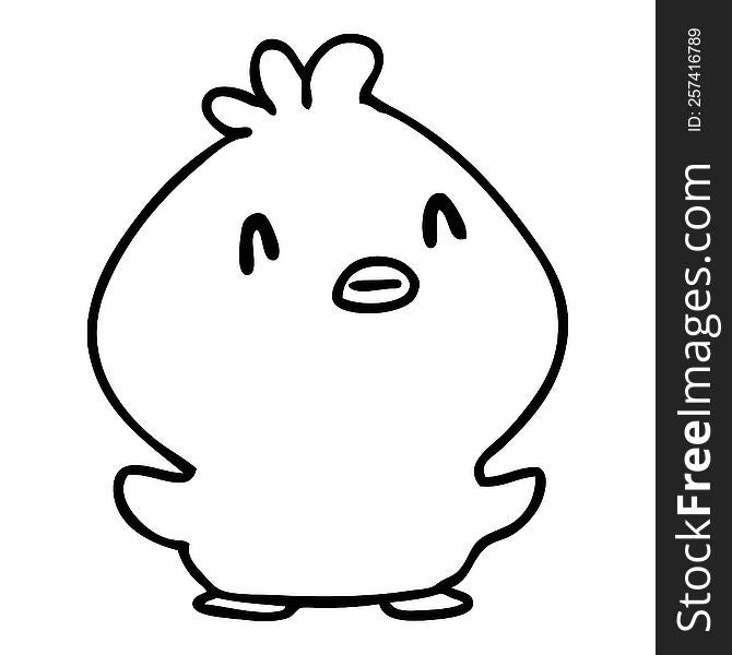 line doodle of a happy little chick