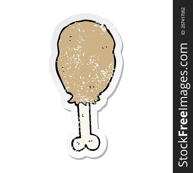 distressed sticker of a cartoon chicken leg