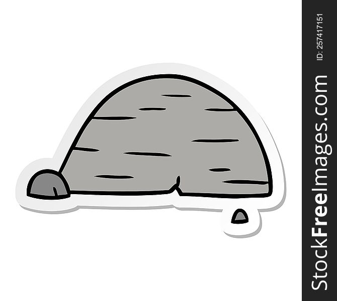 Sticker Cartoon Doodle Of Grey Stone Boulder