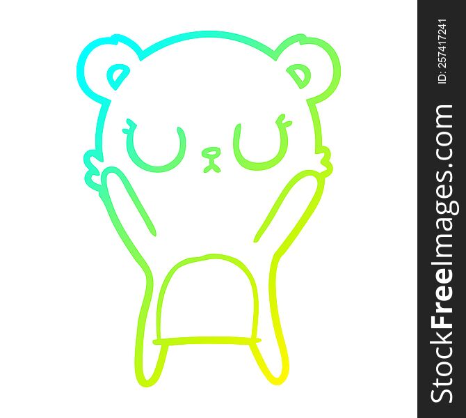 cold gradient line drawing of a peaceful cartoon bear cub