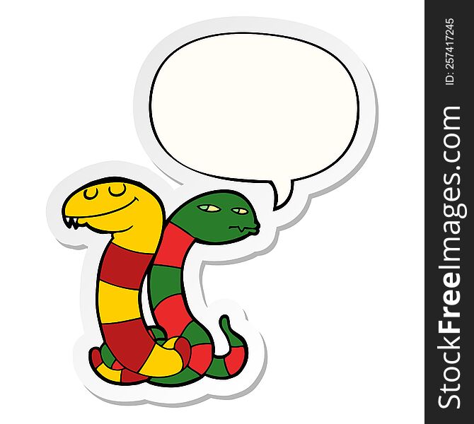 Cartoon Snakes And Speech Bubble Sticker