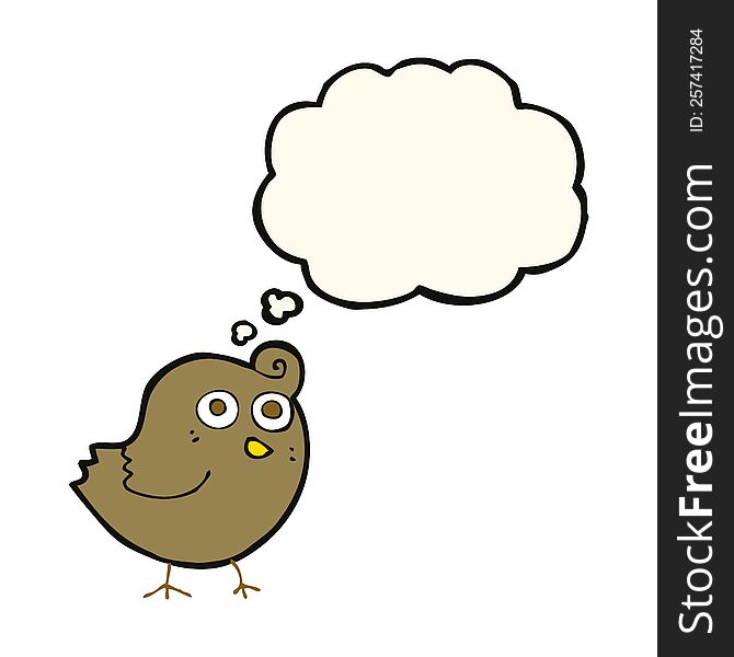 Funny Cartoon Bird With Thought Bubble