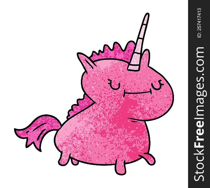 textured cartoon doodle of a magical unicorn