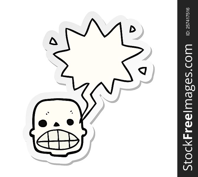 Cartoon Skull And Speech Bubble Sticker