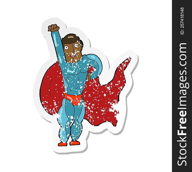 retro distressed sticker of a cartoon superhero