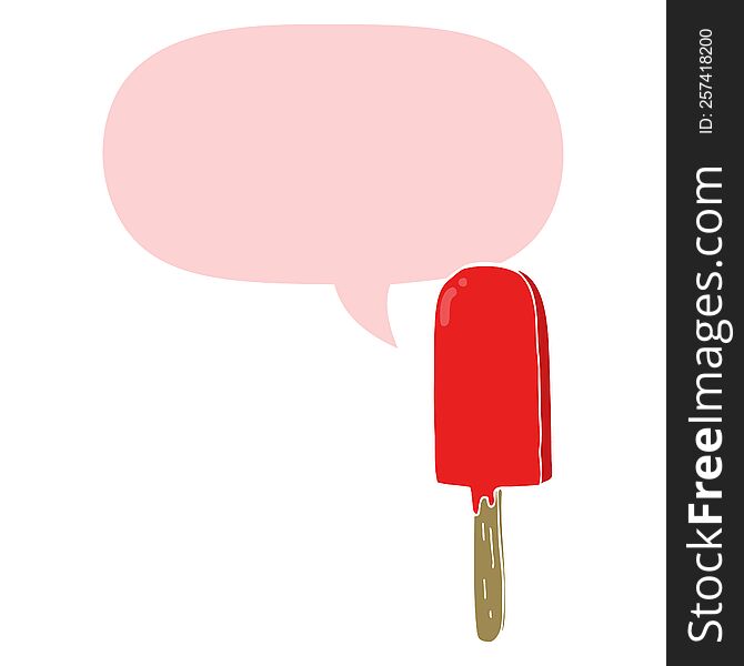 cartoon lollipop with speech bubble in retro style