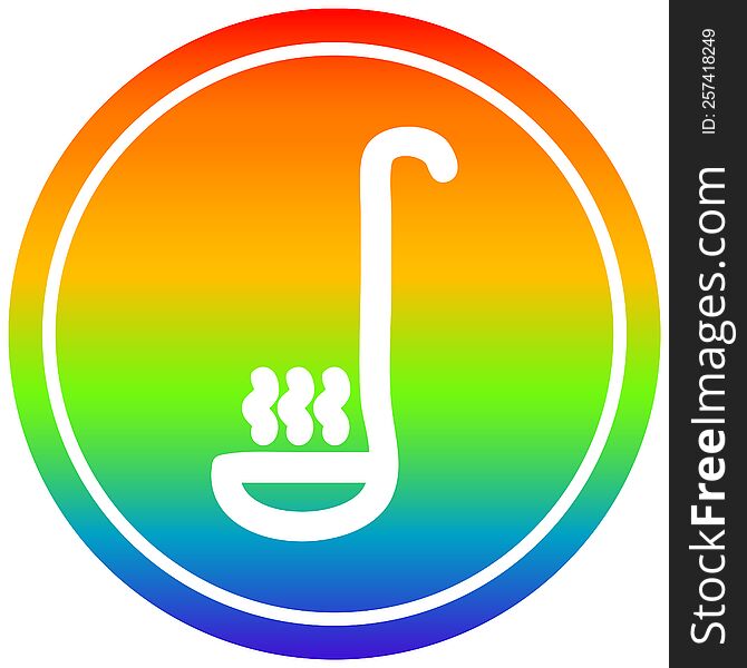 soup ladle circular icon with rainbow gradient finish. soup ladle circular icon with rainbow gradient finish