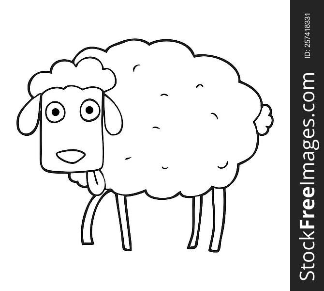 Black And White Cartoon Muddy Sheep