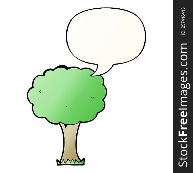 Cartoon Tree And Speech Bubble In Smooth Gradient Style