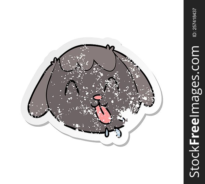 distressed sticker of a cartoon dog face
