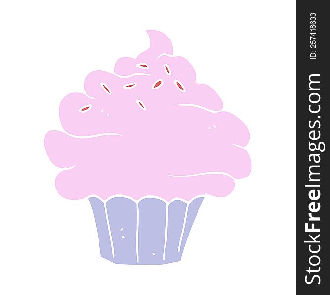 Flat Color Style Cartoon Cupcake