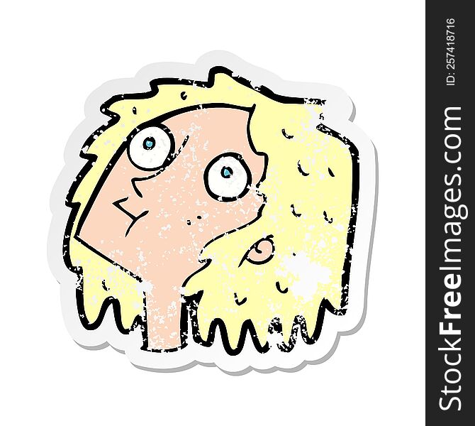 Retro Distressed Sticker Of A Cartoon Staring Woman