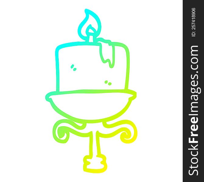 Cold Gradient Line Drawing Cartoon Old Candlestick