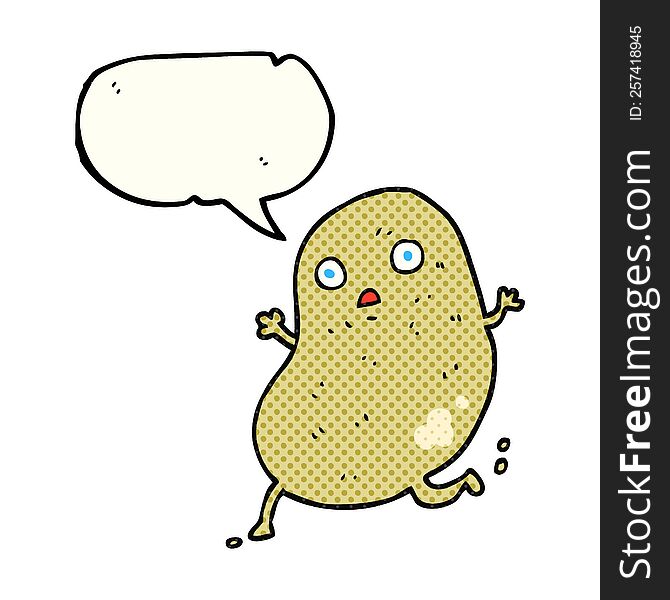 freehand drawn comic book speech bubble cartoon potato running