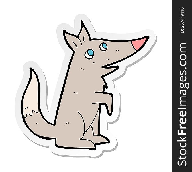 Sticker Of A Cartoon Wolf Cub
