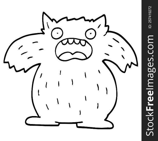 Black And White Cartoon Yeti Monster