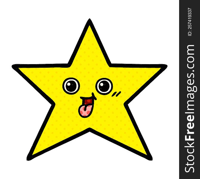 Comic Book Style Cartoon Gold Star