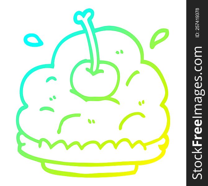 cold gradient line drawing of a cartoon dessert