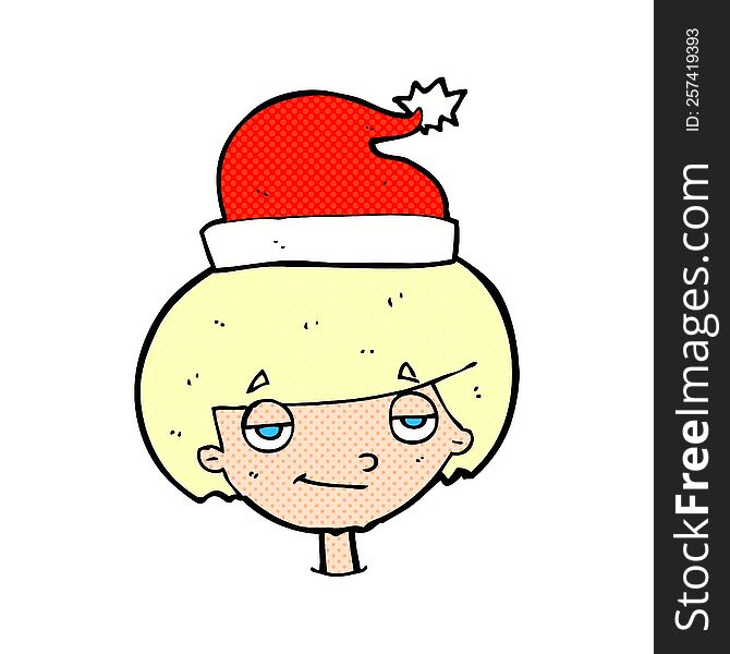 Cartoon Boy In Santa Hat