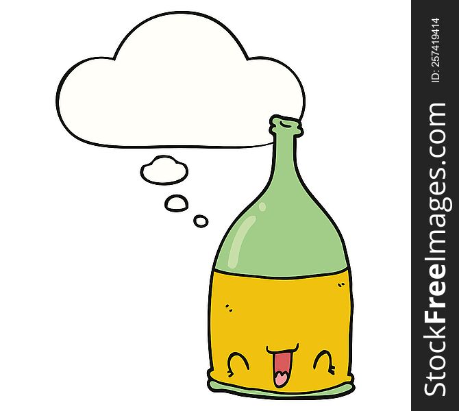 Cartoon Wine Bottle And Thought Bubble