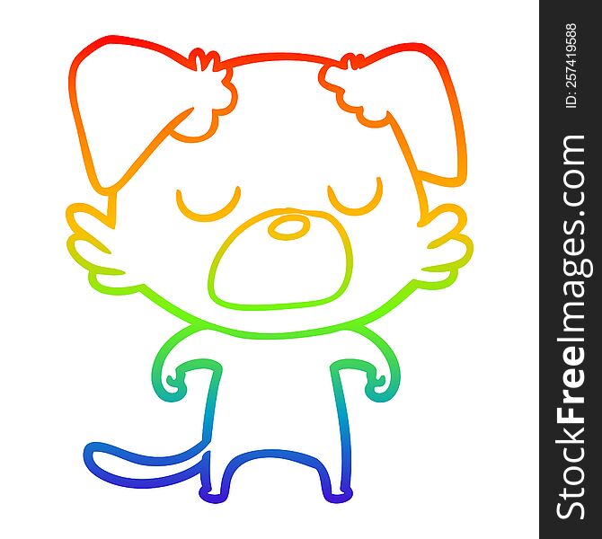rainbow gradient line drawing of a cartoon dog