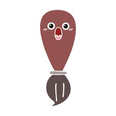 Flat Color Retro Cartoon Paint Brush Stock Photo