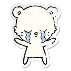 Distressed Sticker Of A Crying Cartoon Polarbear Royalty Free Stock Photography
