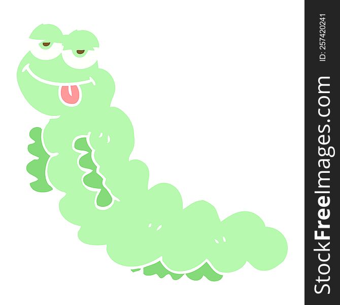 Flat Color Illustration Of A Cartoon Caterpillar